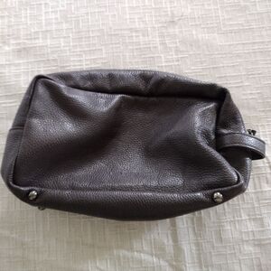 Made In Italy Massei Brown Leather Toiletry Bag Travel Minimalist 11x7x4
